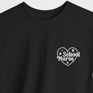 School Nurse inside a Heart Left Chest Graphic White Design Print Tee Unisex